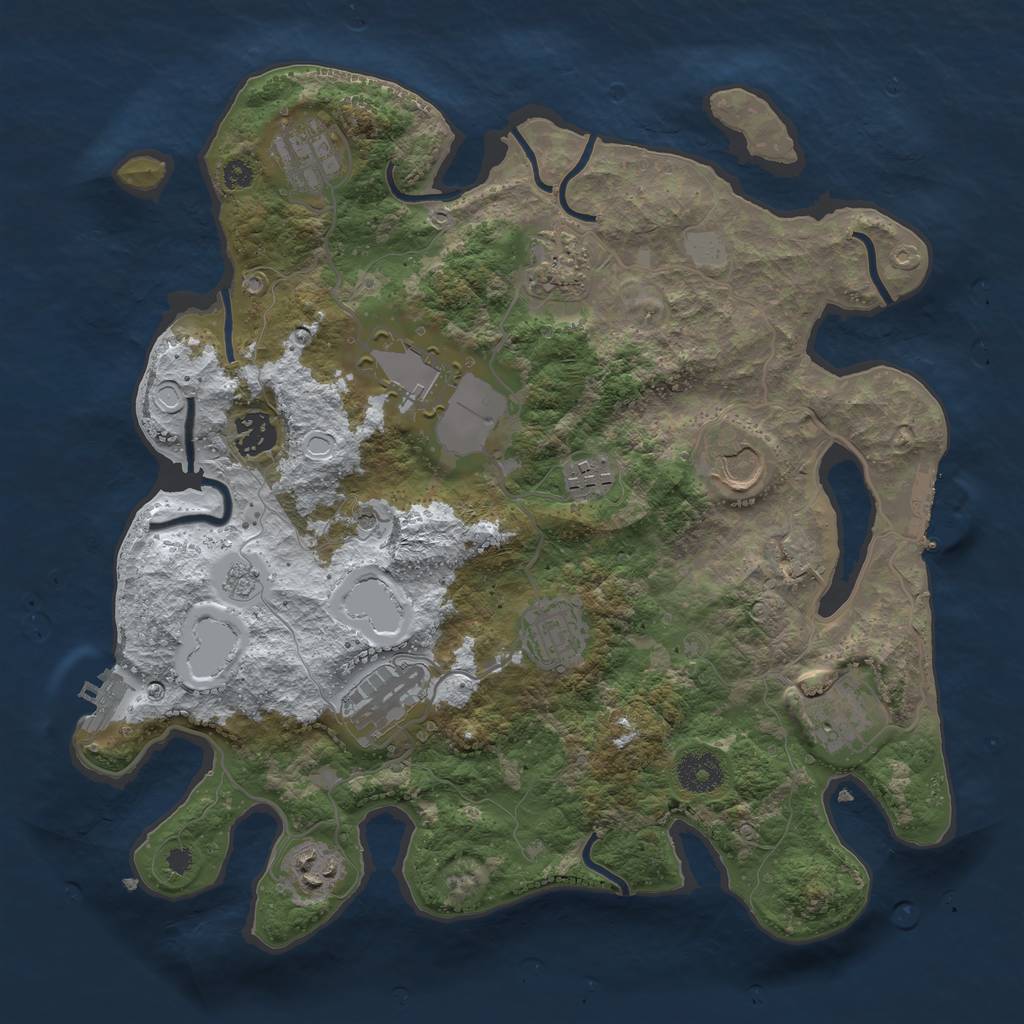 Rust Map: Procedural Map, Size: 3500, Seed: 767971000, 19 Monuments