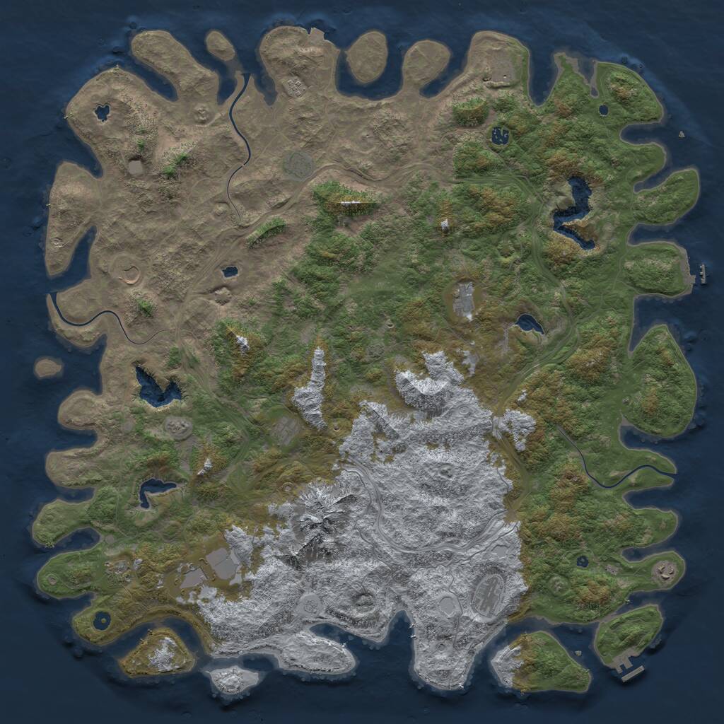 Rust Map: Procedural Map, Size: 6000, Seed: 846321957, 17 Monuments