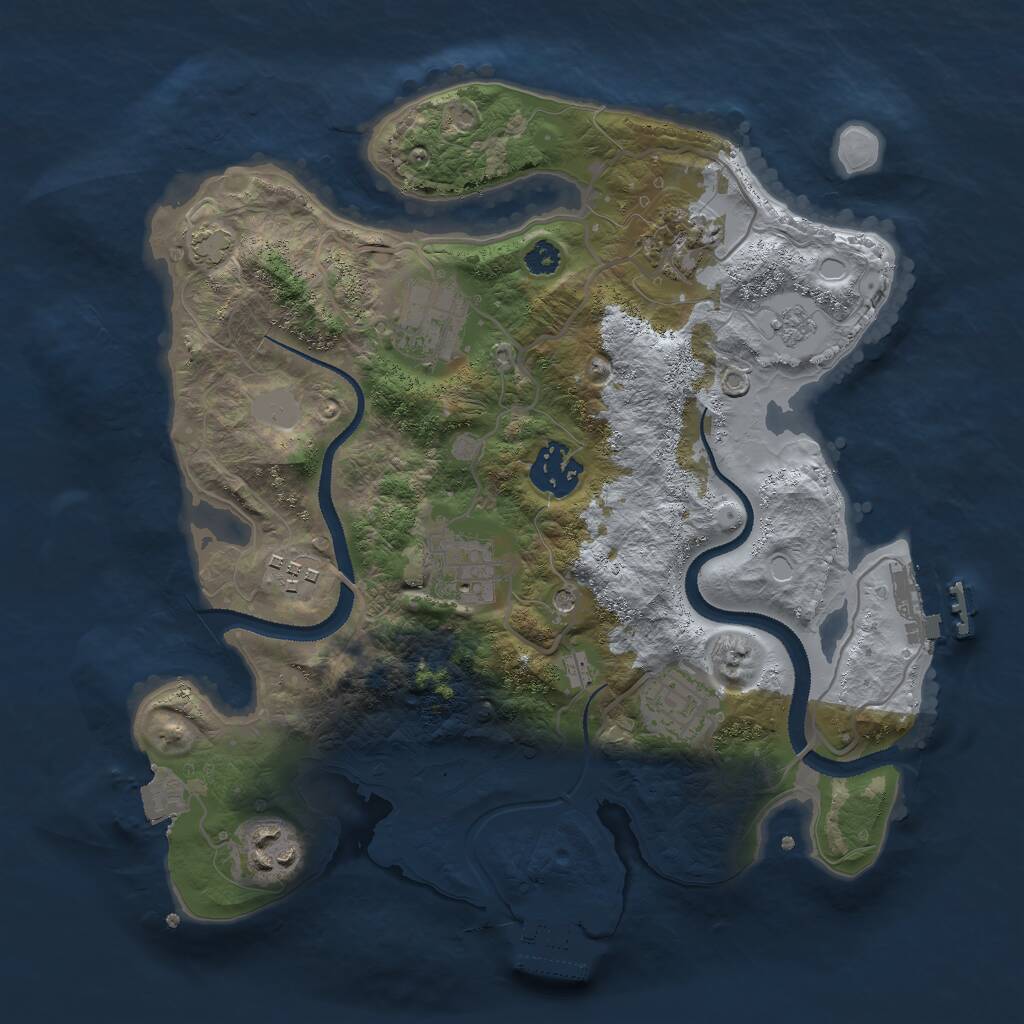 Rust Map: Procedural Map, Size: 3000, Seed: 83280033, 13 Monuments