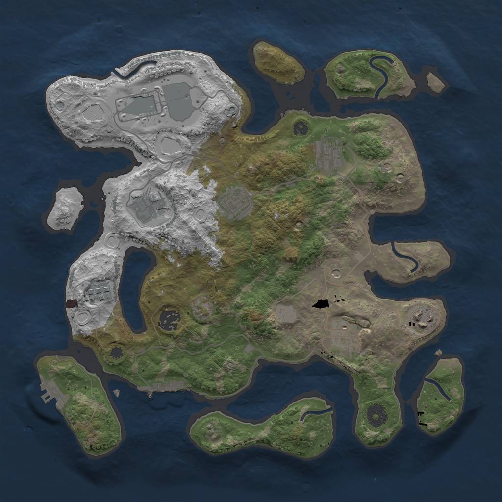 Rust Map: Procedural Map, Size: 3500, Seed: 75866336, 16 Monuments