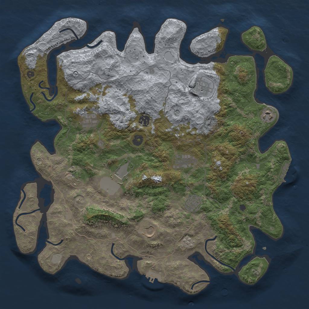Rust Map: Procedural Map, Size: 4200, Seed: 834552217, 17 Monuments