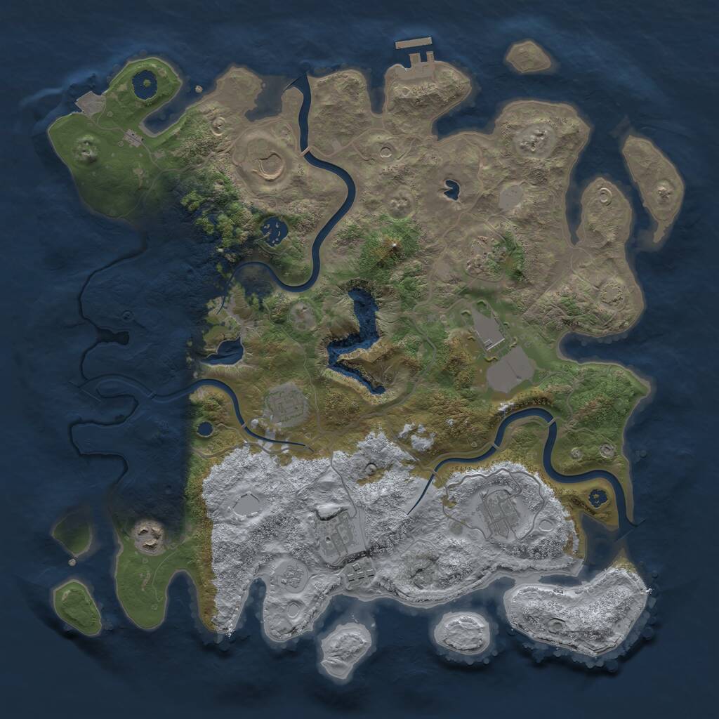 Rust Map: Procedural Map, Size: 4000, Seed: 598120386, 14 Monuments
