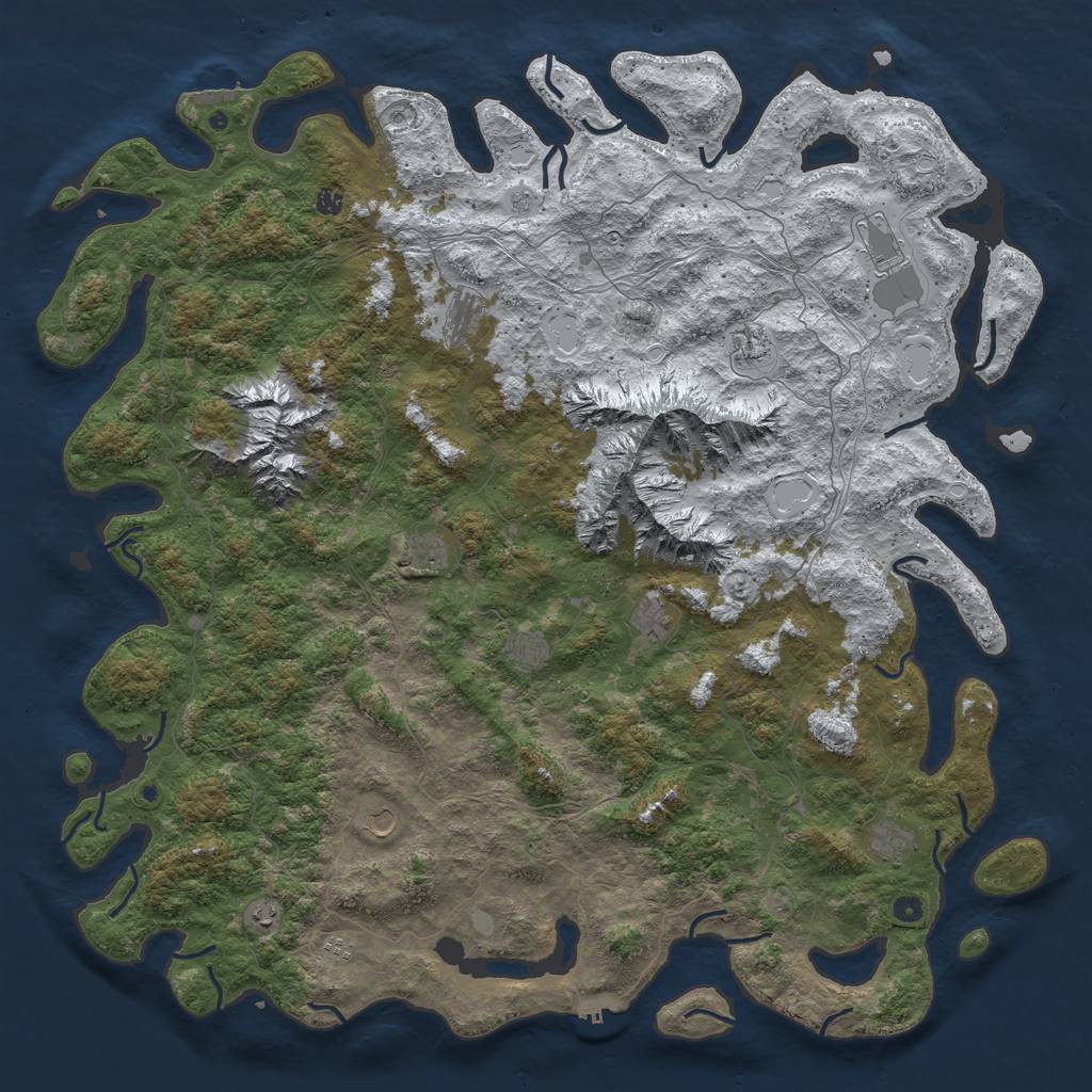Rust Map: Procedural Map, Size: 6000, Seed: 91464012, 20 Monuments