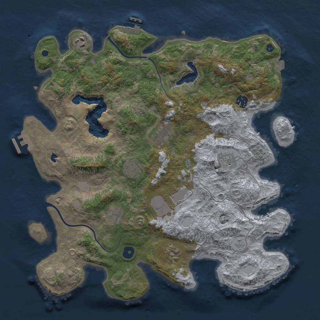 Rust Map: Procedural Map, Size: 4000, Seed: 54664568, 15 Monuments