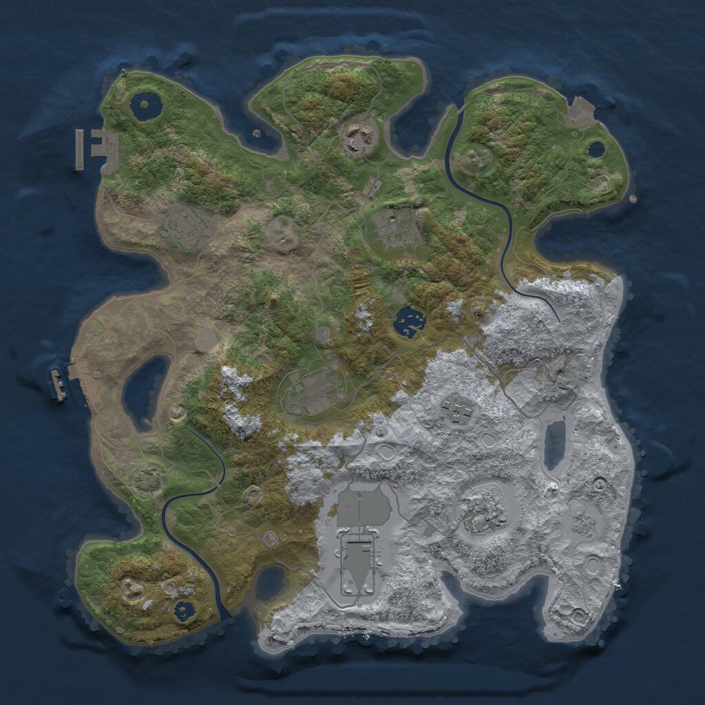 Rust Map: Procedural Map, Size: 3500, Seed: 1034635708, 13 Monuments