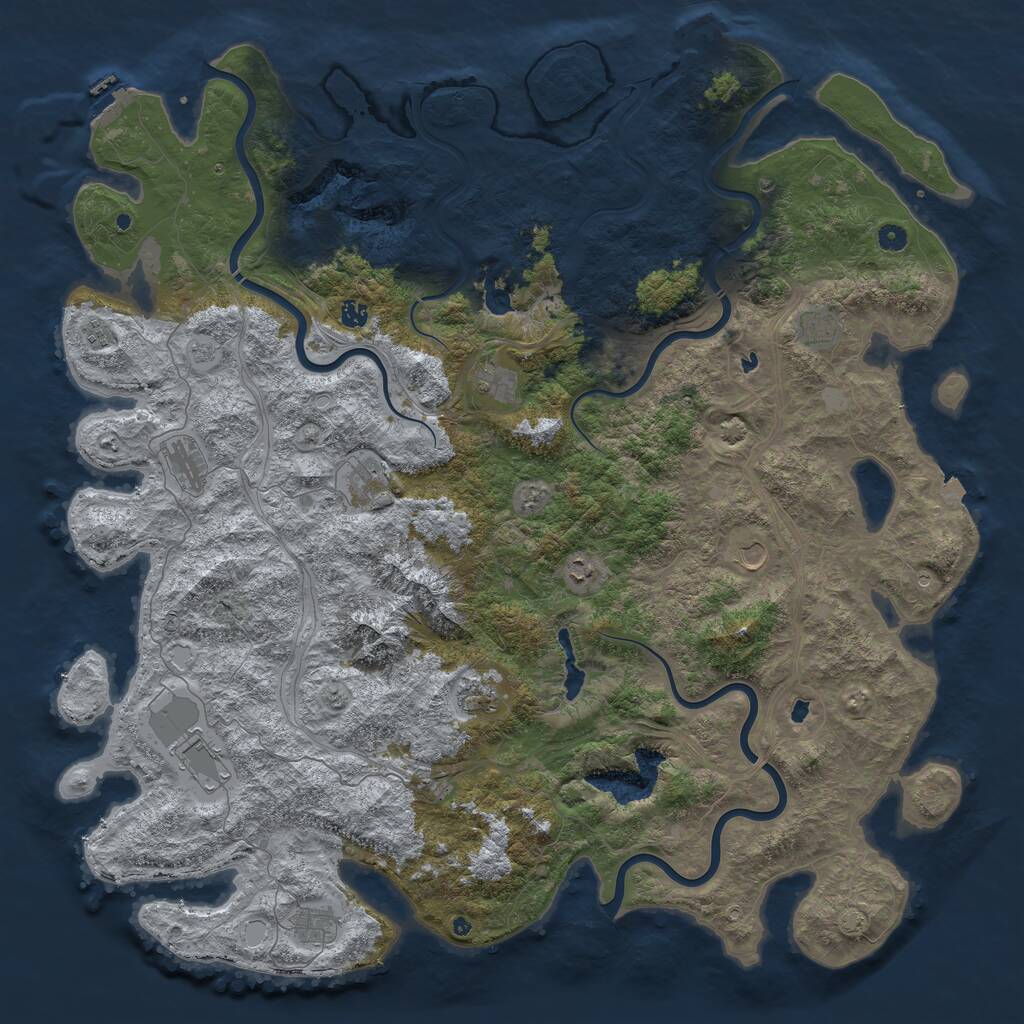 Rust Map: Procedural Map, Size: 5500, Seed: 785475765, 17 Monuments