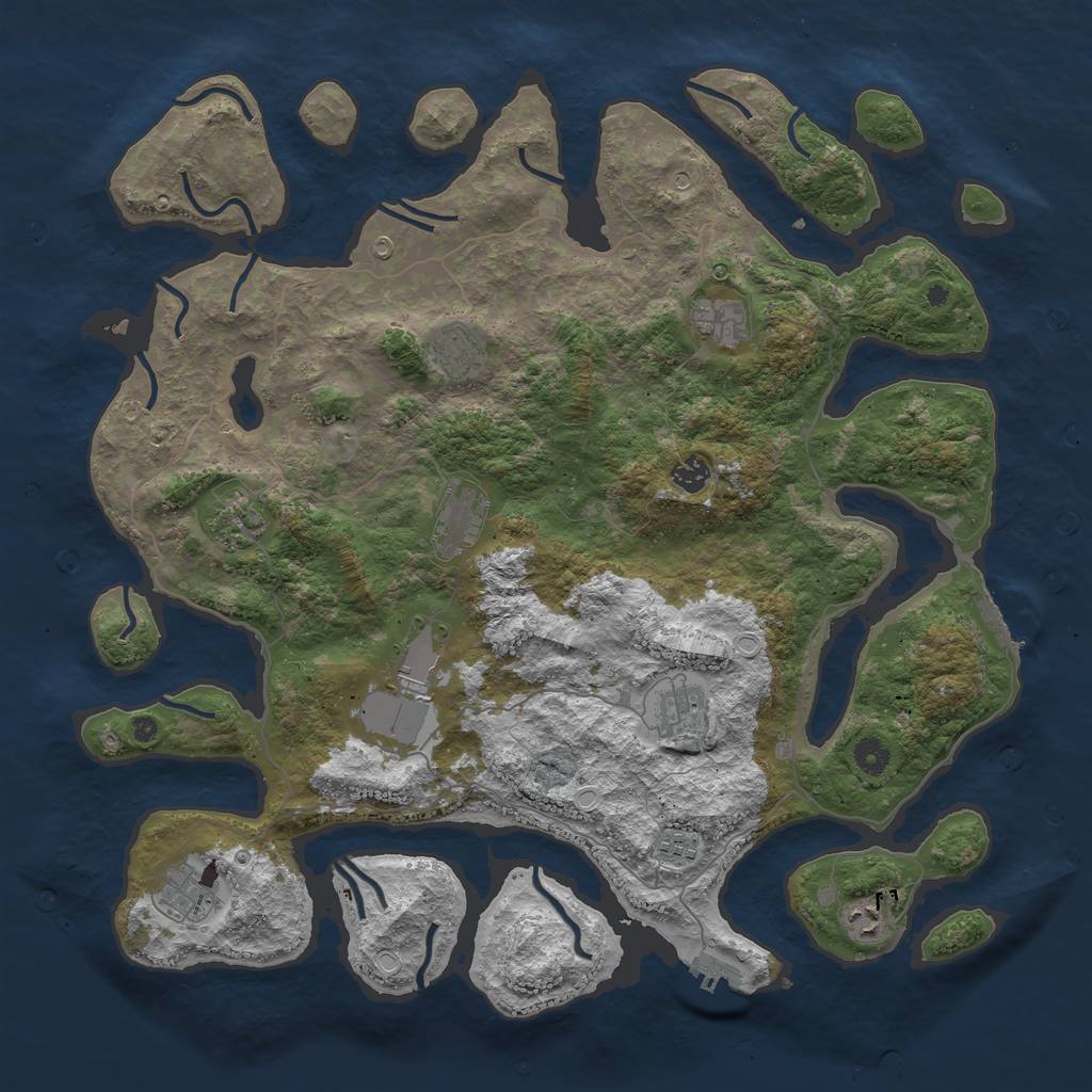 Rust Map: Procedural Map, Size: 4500, Seed: 3000254, 18 Monuments
