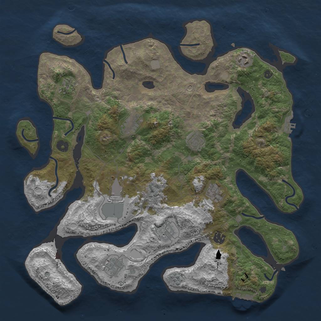 Rust Map: Procedural Map, Size: 3998, Seed: 2147483647, 18 Monuments