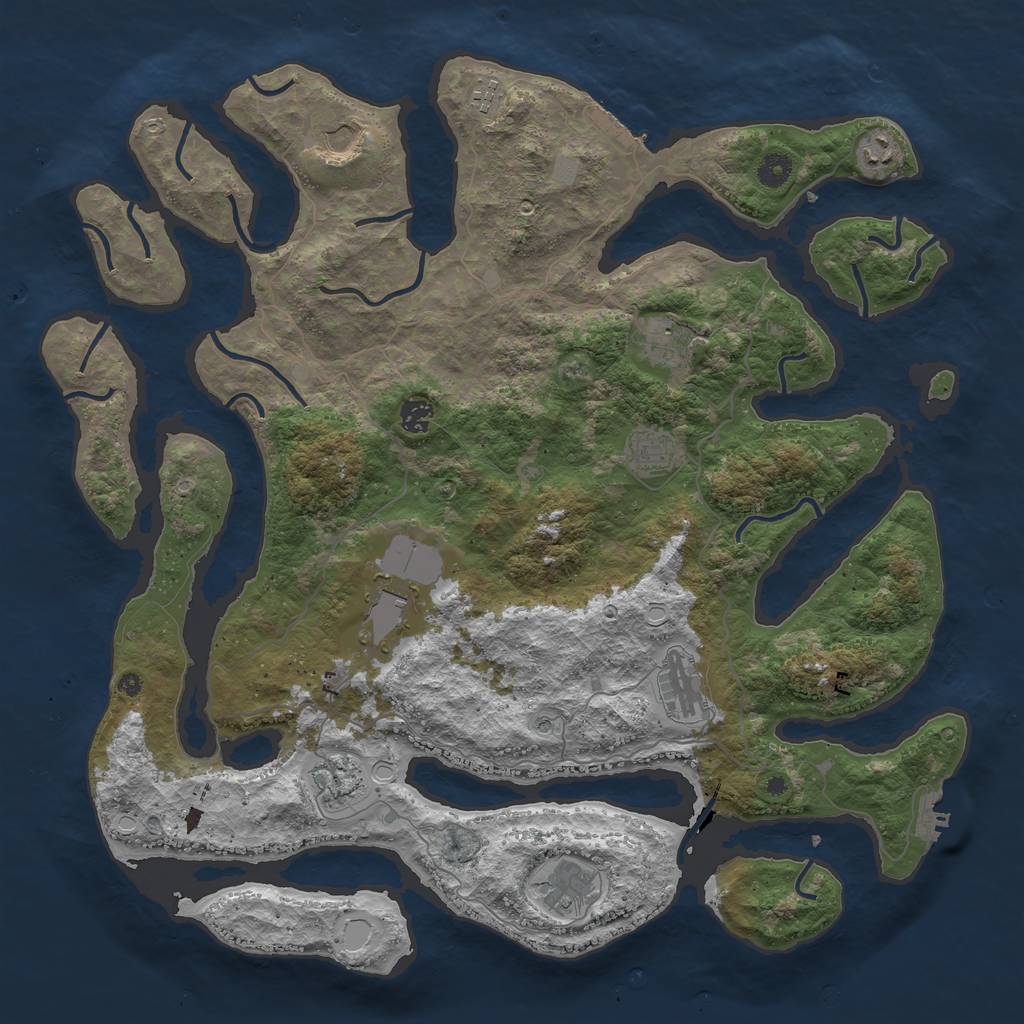 Rust Map: Procedural Map, Size: 4500, Seed: 1001, 18 Monuments