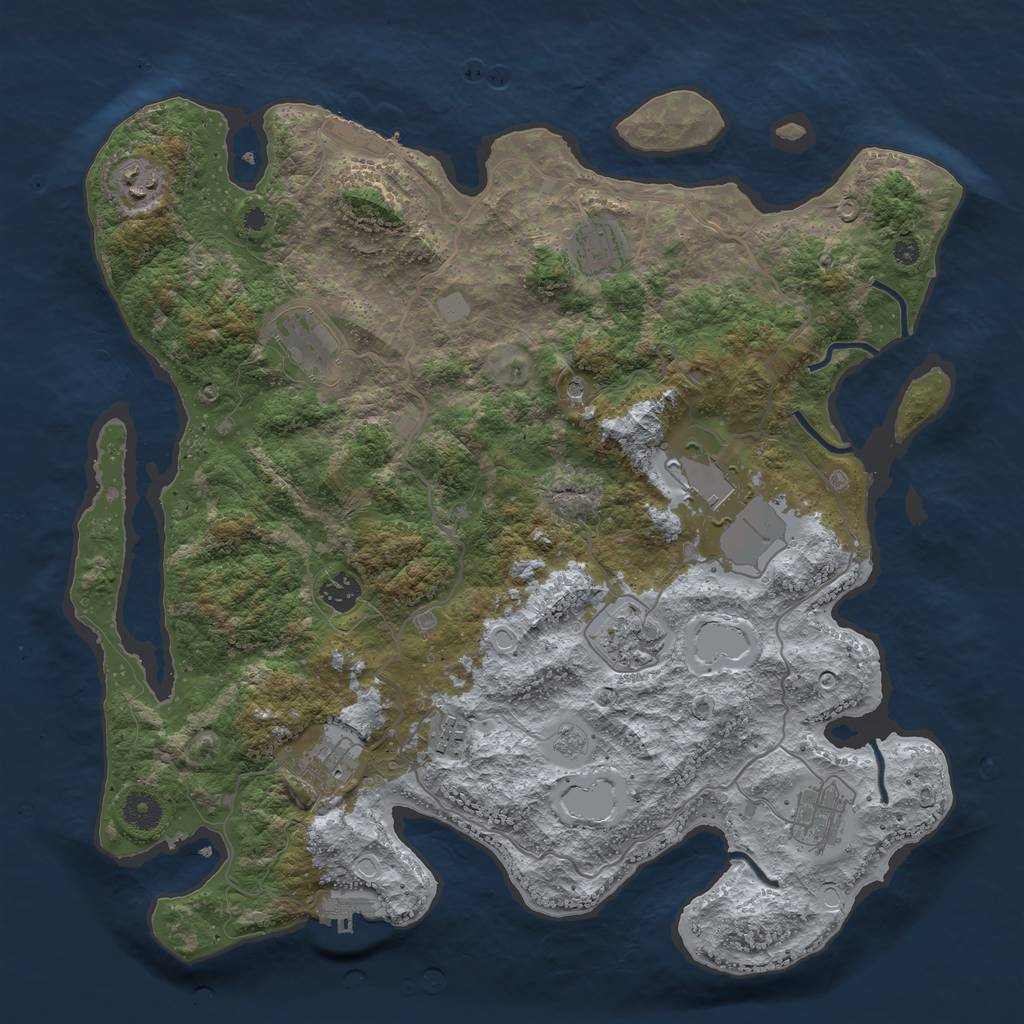 Rust Map: Procedural Map, Size: 4000, Seed: 701058147, 16 Monuments