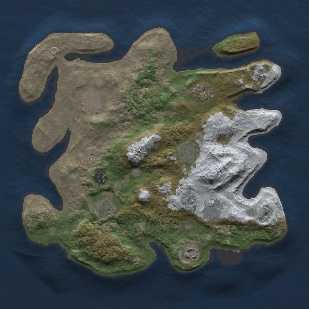 Rust Map: Barren, Size: 3300, Seed: 50500, 11 Monuments