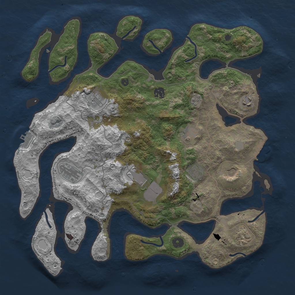 Rust Map: Procedural Map, Size: 4000, Seed: 1039170792, 18 Monuments