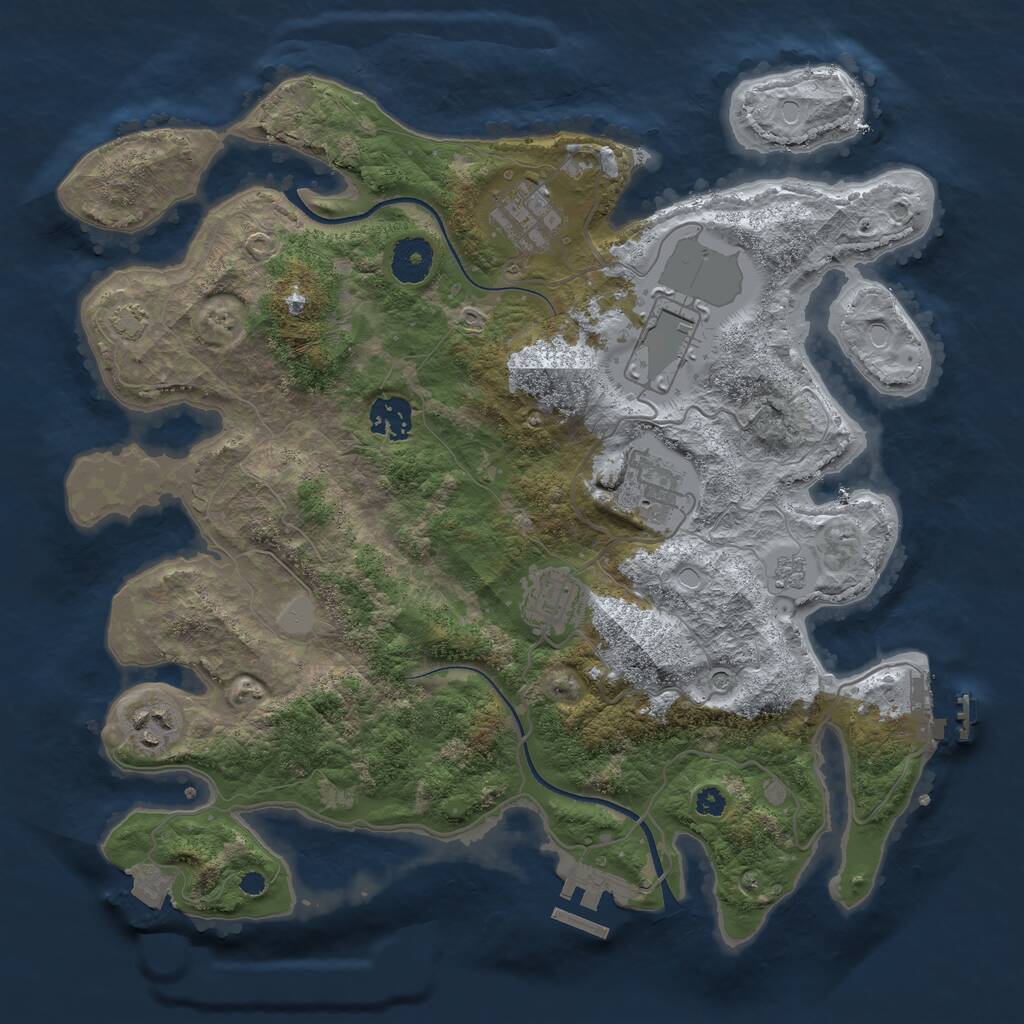 Rust Map: Procedural Map, Size: 3500, Seed: 851933748, 12 Monuments