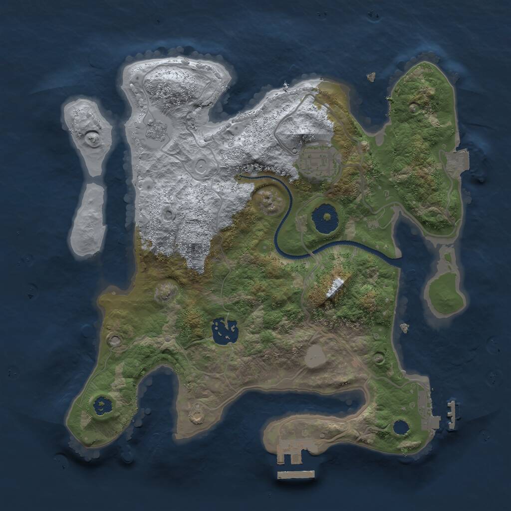Rust Map: Procedural Map, Size: 2774, Seed: 8372, 6 Monuments