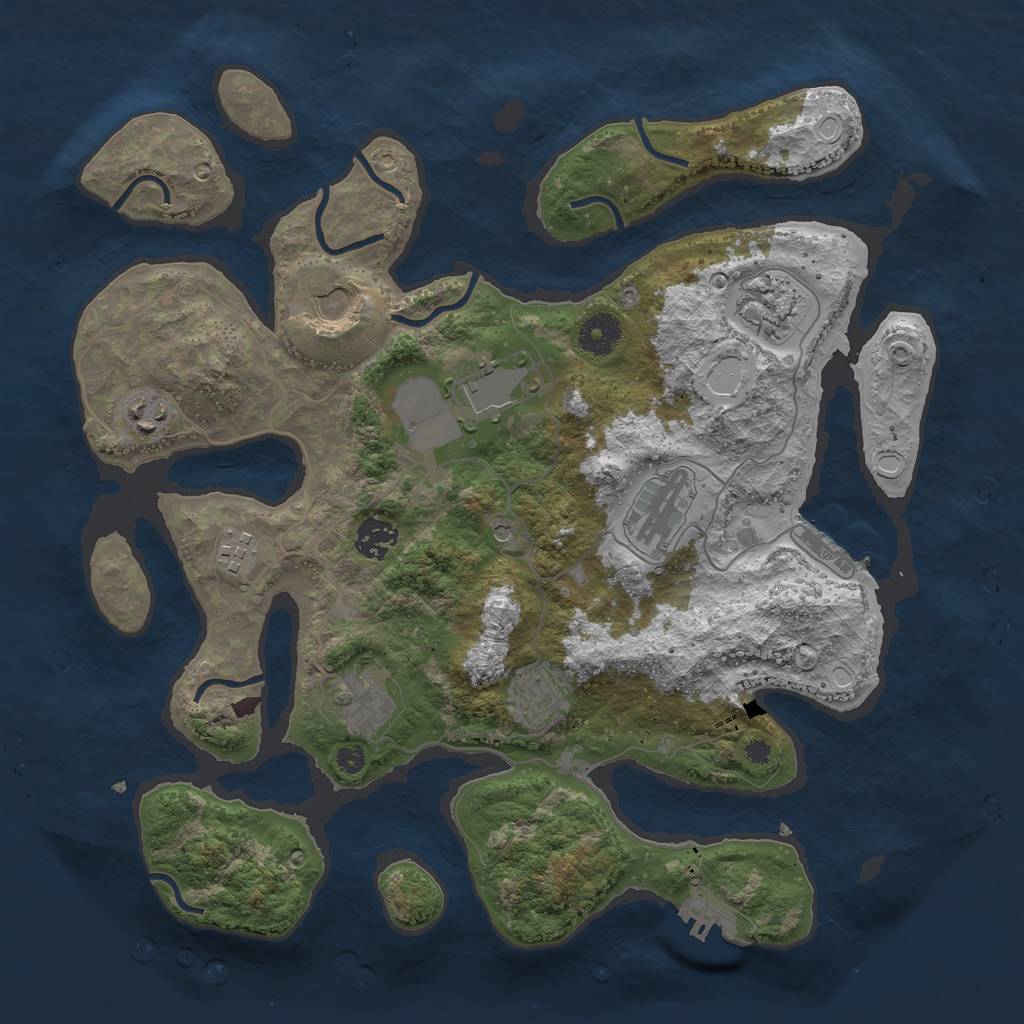 Rust Map: Procedural Map, Size: 3700, Seed: 11546444, 17 Monuments