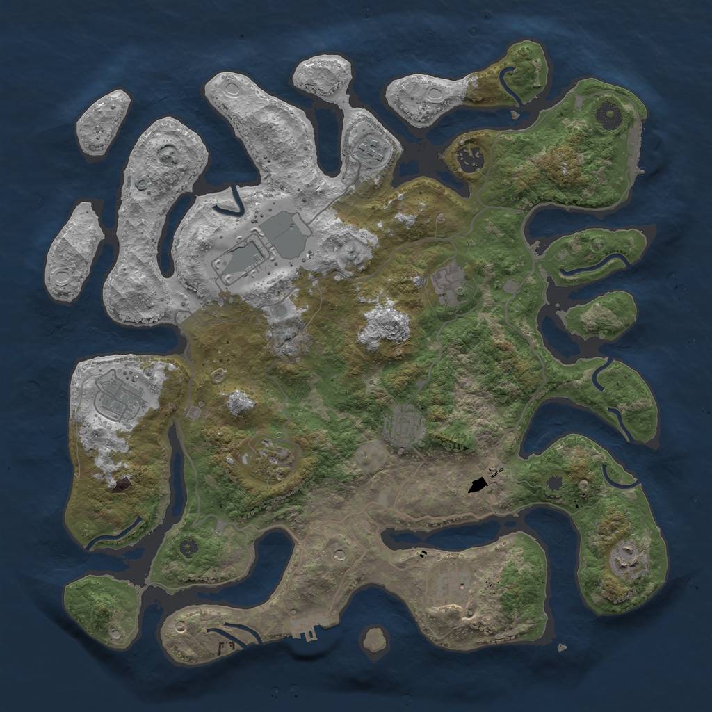 Rust Map: Procedural Map, Size: 4000, Seed: 454756665, 17 Monuments