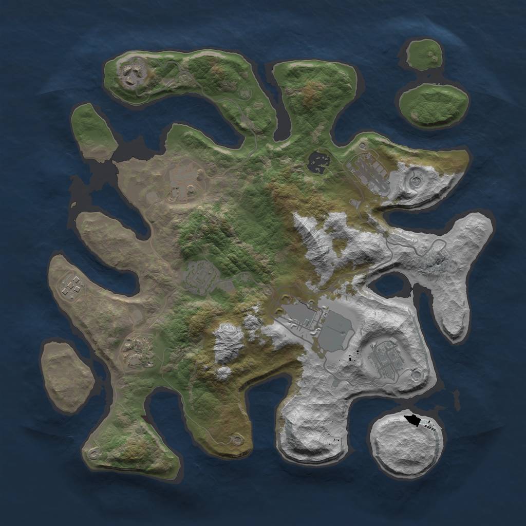 Rust Map: Barren, Size: 3600, Seed: 712372, 12 Monuments