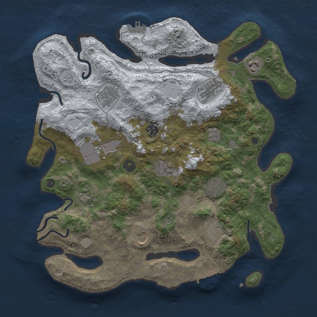 Rust Map: Procedural Map, Size: 3750, Seed: 1141539244, 20 Monuments