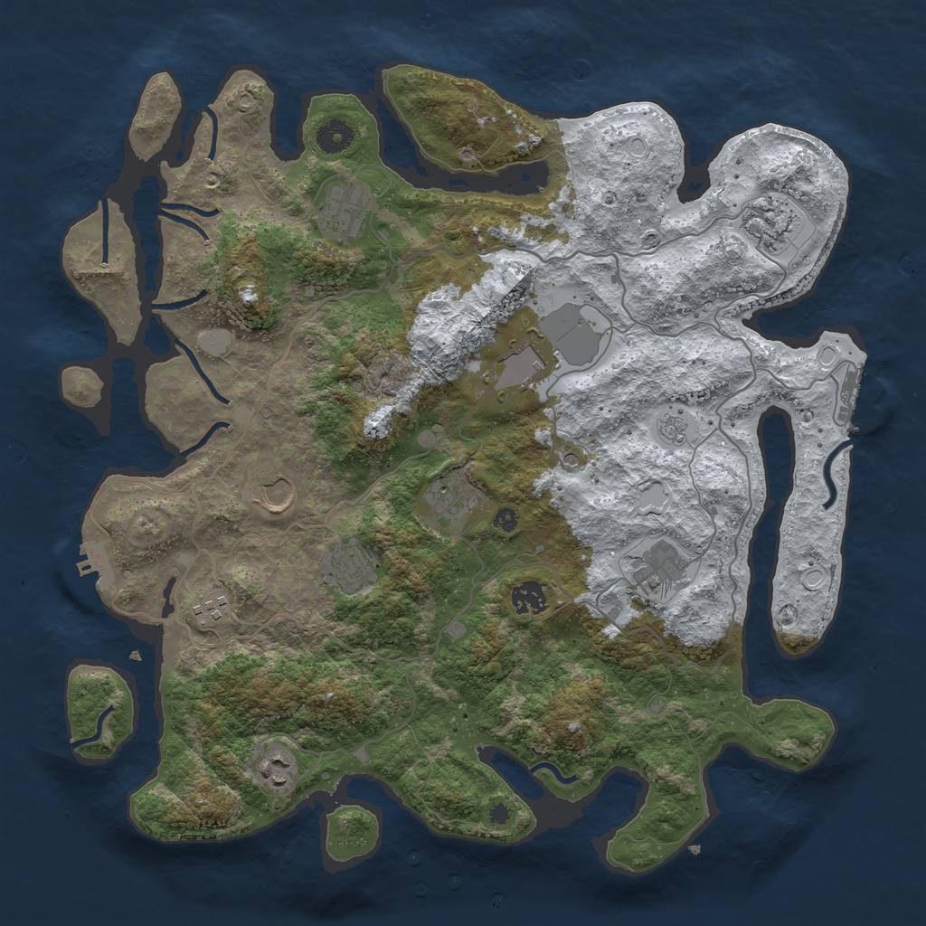 Rust Map: Procedural Map, Size: 4000, Seed: 51234, 19 Monuments
