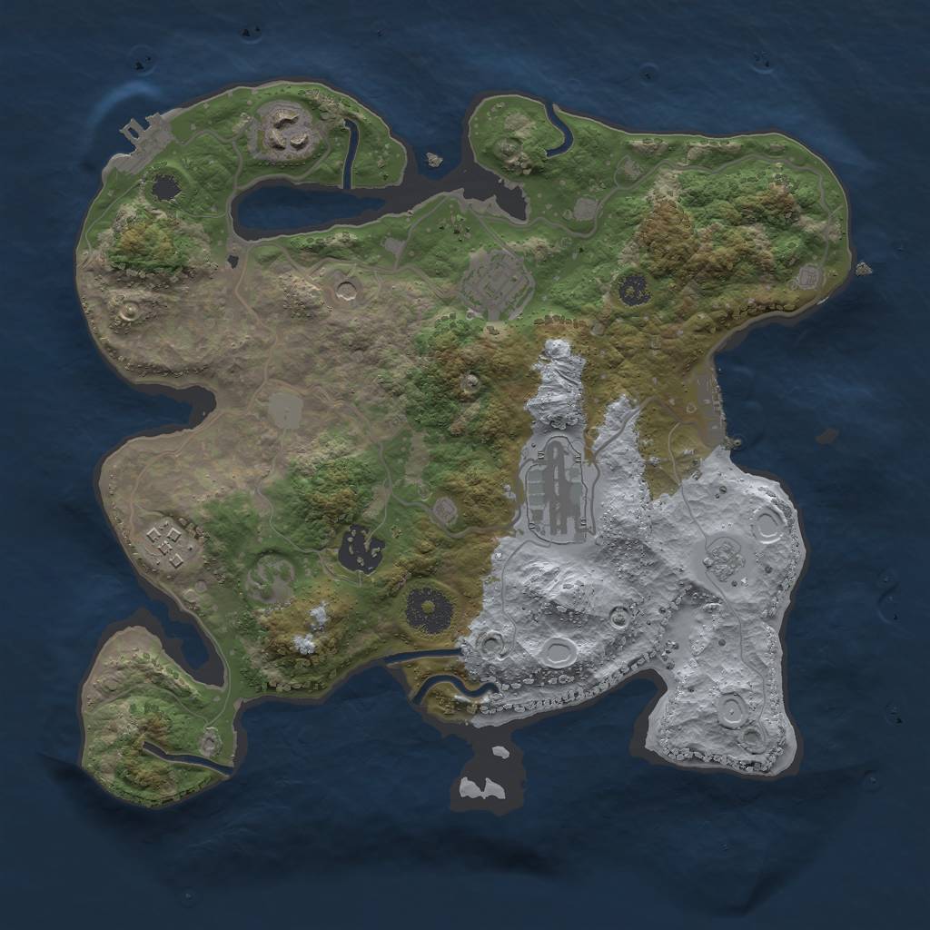 Rust Map: Procedural Map, Size: 3000, Seed: 592066887, 14 Monuments