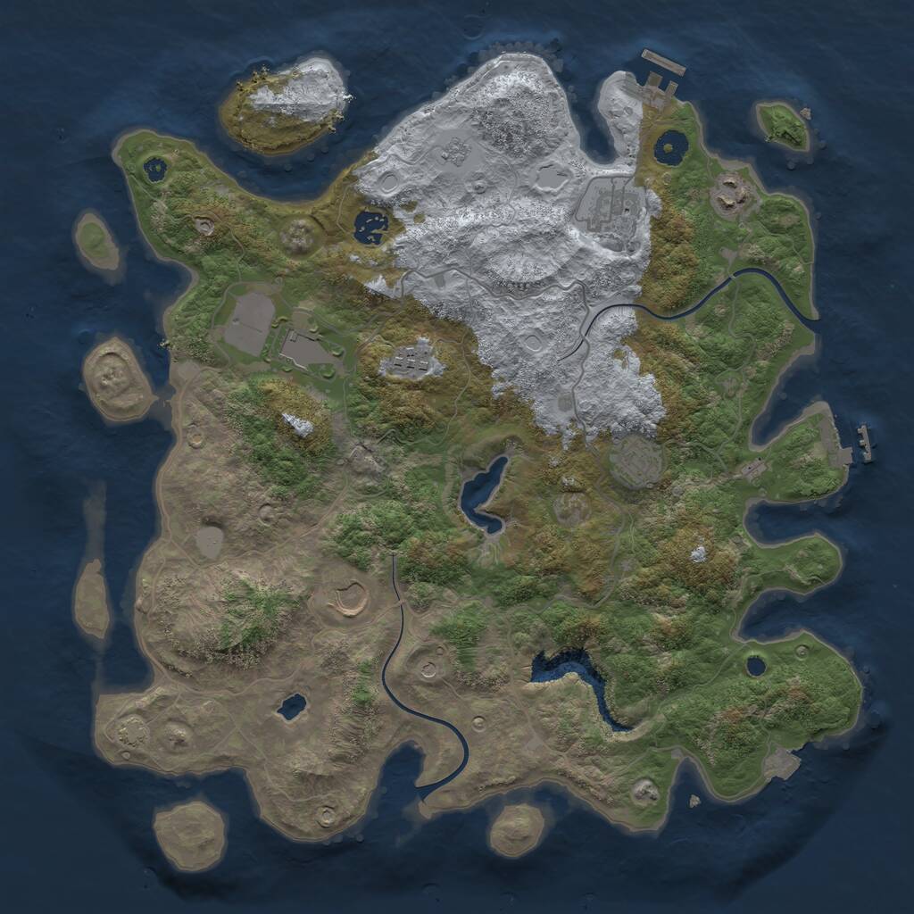 Rust Map: Procedural Map, Size: 4000, Seed: 204705469, 13 Monuments