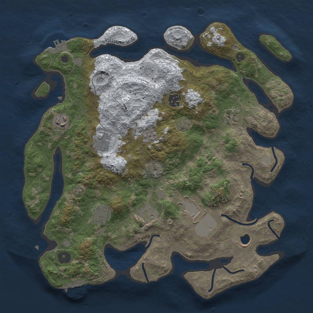 Rust Map: Procedural Map, Size: 3700, Seed: 1860569666, 18 Monuments