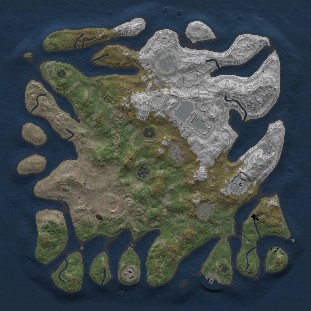 Rust Map: Procedural Map, Size: 4250, Seed: 109088392, 17 Monuments