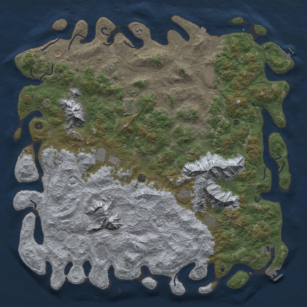 Rust Map: Procedural Map, Size: 6000, Seed: 985572718, 17 Monuments