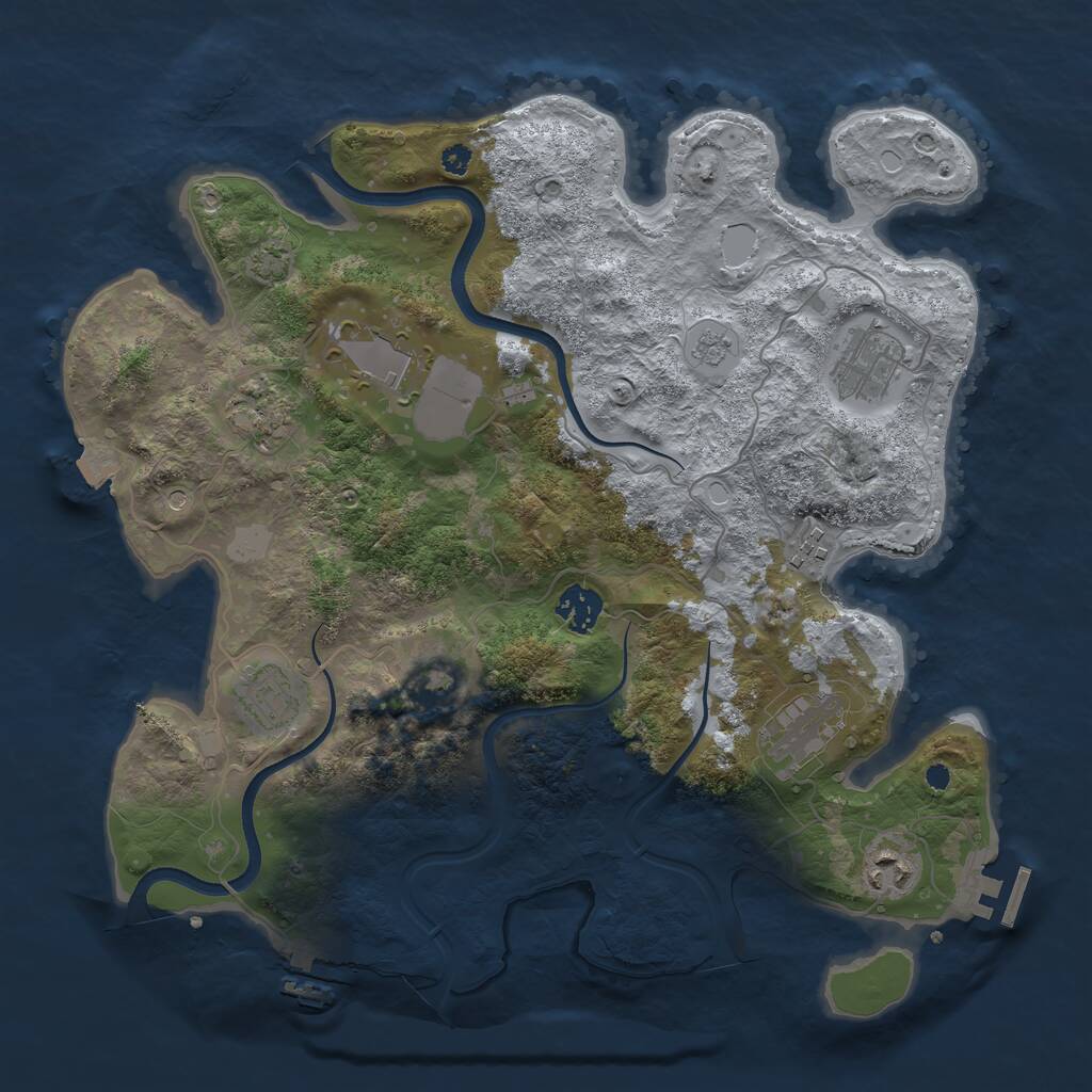 Rust Map: Procedural Map, Size: 3600, Seed: 22609, 15 Monuments
