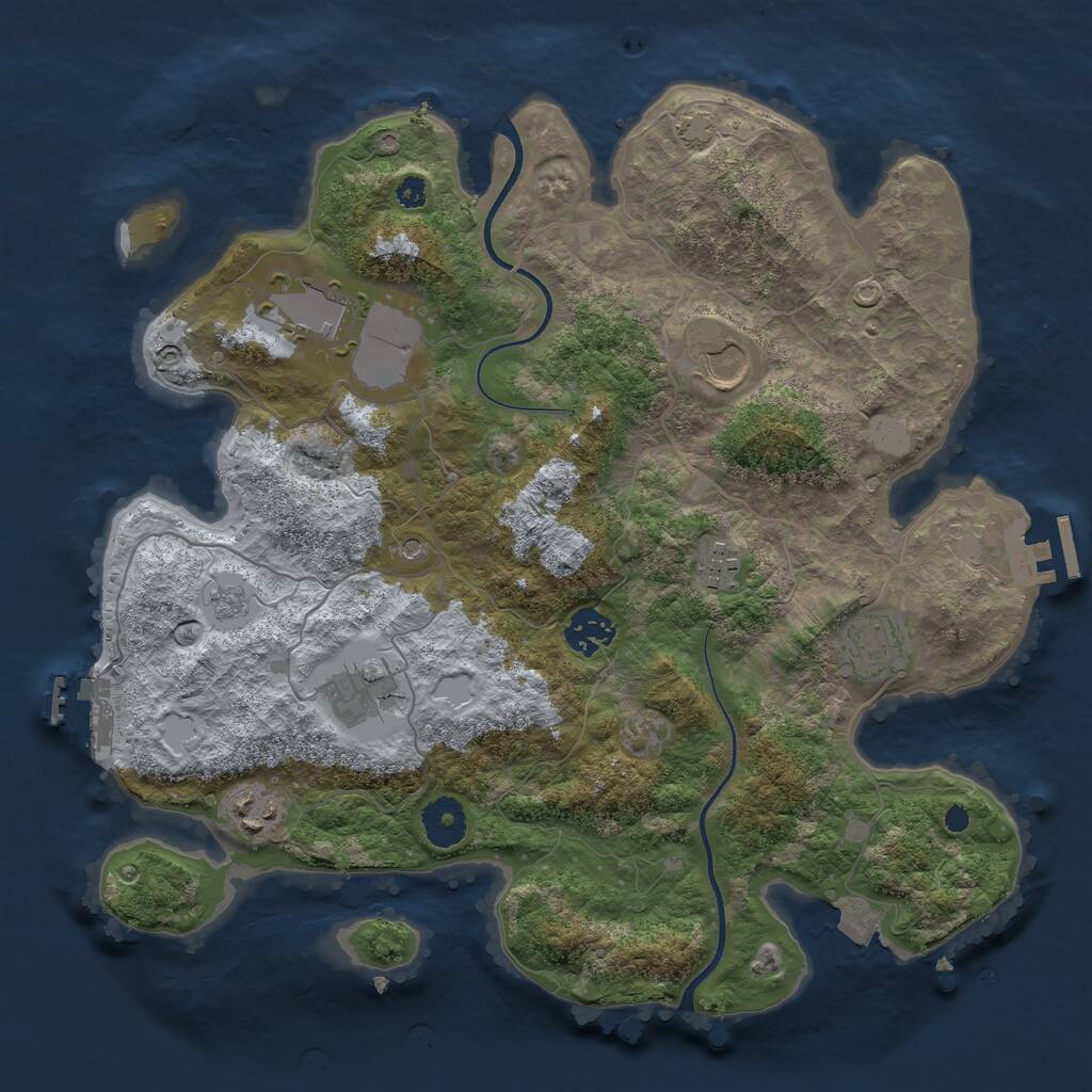 Rust Map: Procedural Map, Size: 3500, Seed: 1916854664, 13 Monuments