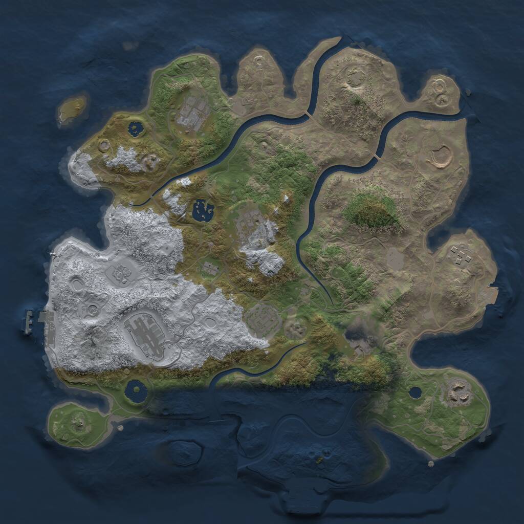 Rust Map: Procedural Map, Size: 3500, Seed: 1916854664, 15 Monuments