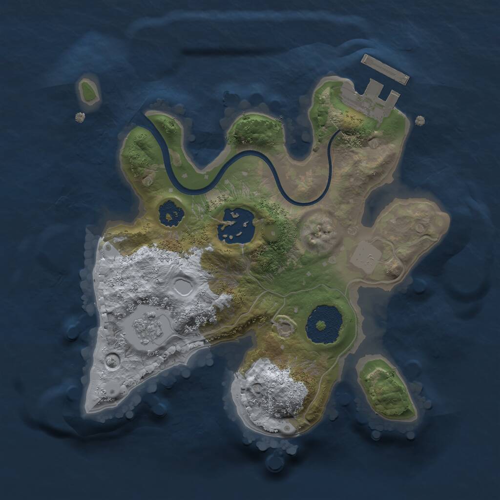 Rust Map: Procedural Map, Size: 2000, Seed: 1487632, 4 Monuments