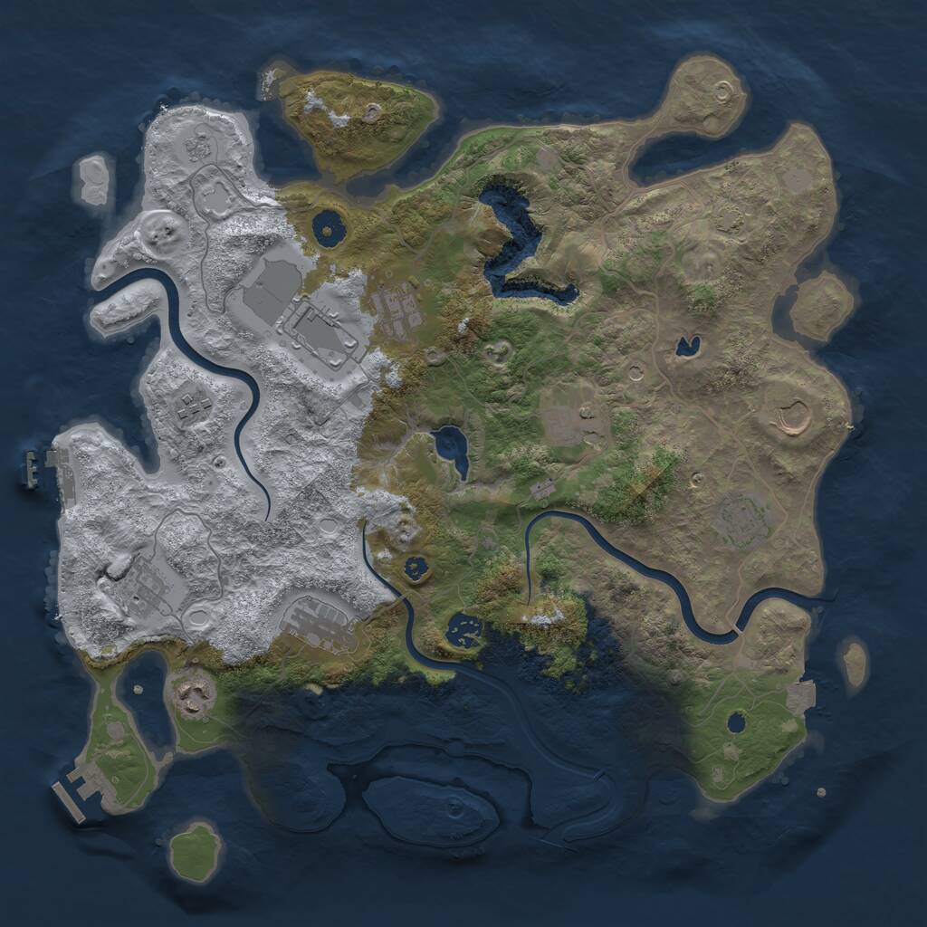 Rust Map: Procedural Map, Size: 4000, Seed: 841827812, 16 Monuments