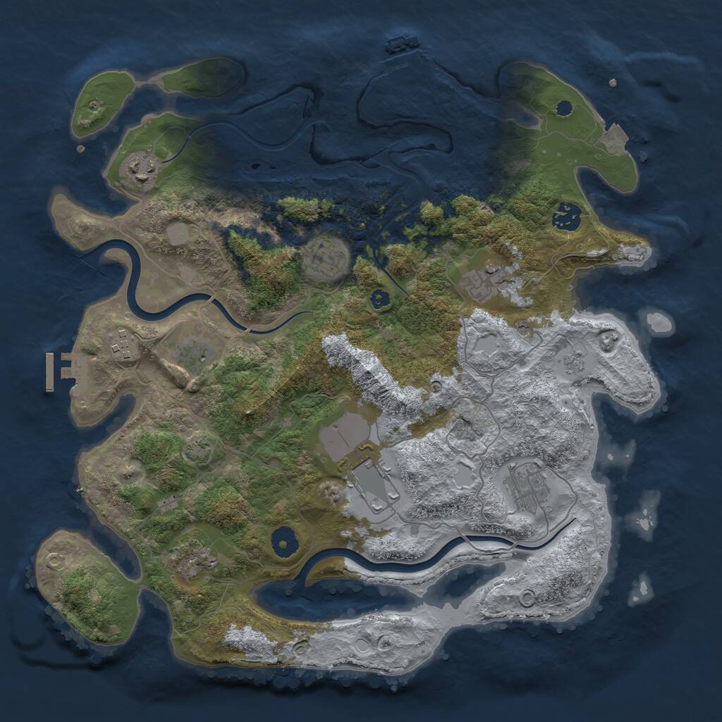 Rust Map: Procedural Map, Size: 3750, Seed: 46351009, 15 Monuments