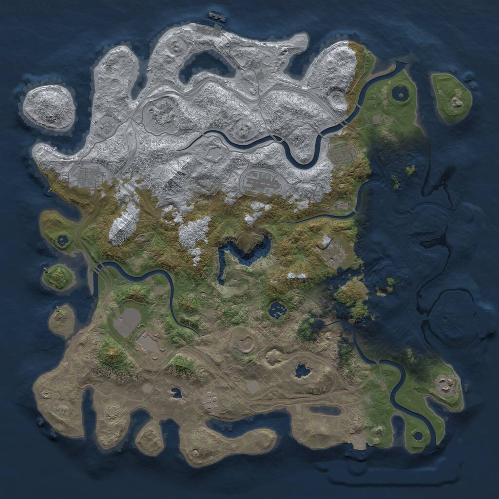 Rust Map: Procedural Map, Size: 4500, Seed: 1174422415, 16 Monuments