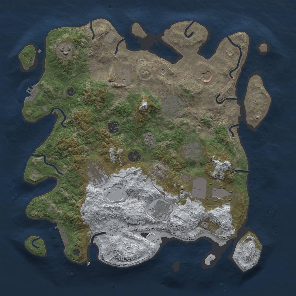 Rust Map: Procedural Map, Size: 3750, Seed: 223098631, 19 Monuments