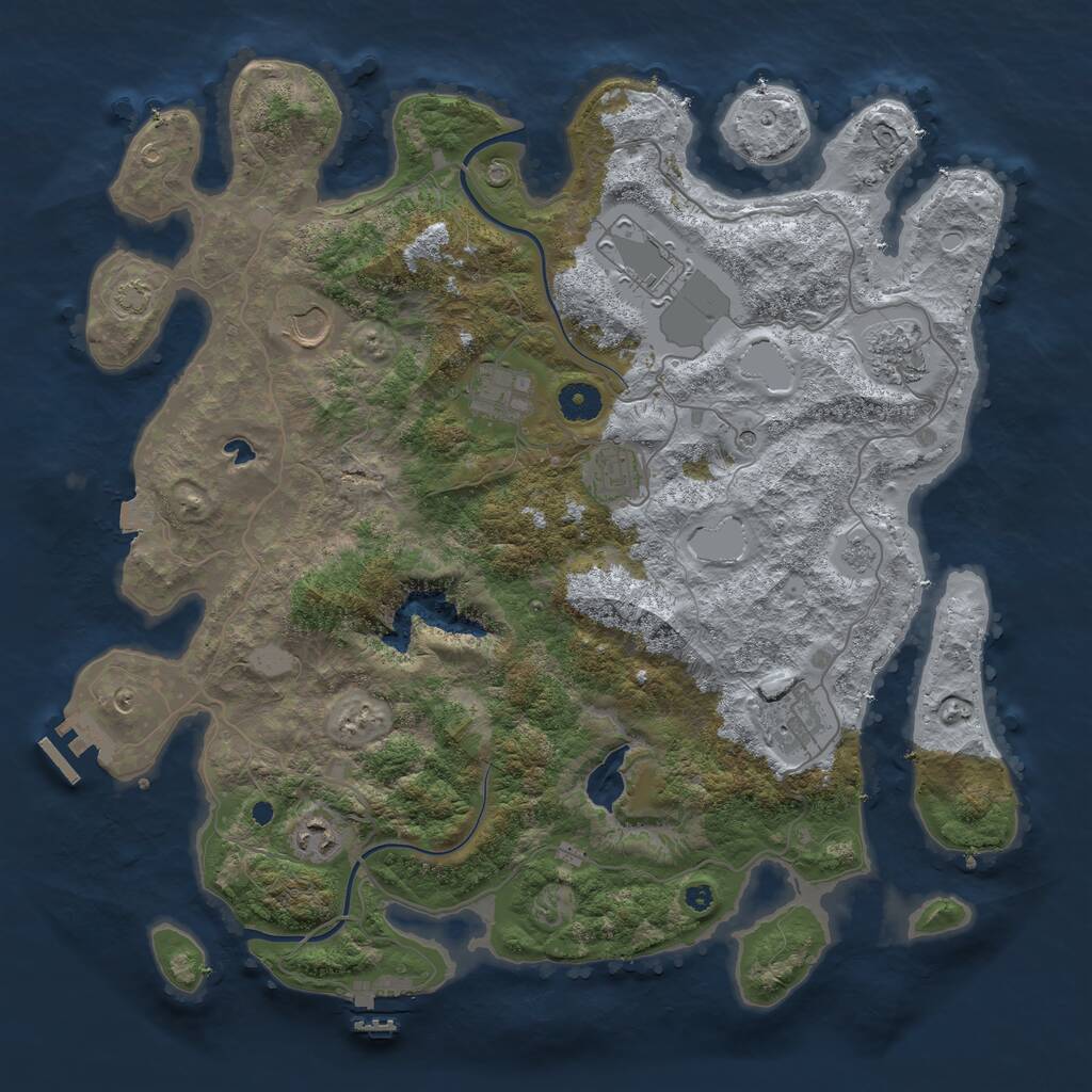 Rust Map: Procedural Map, Size: 4000, Seed: 1493675873, 13 Monuments