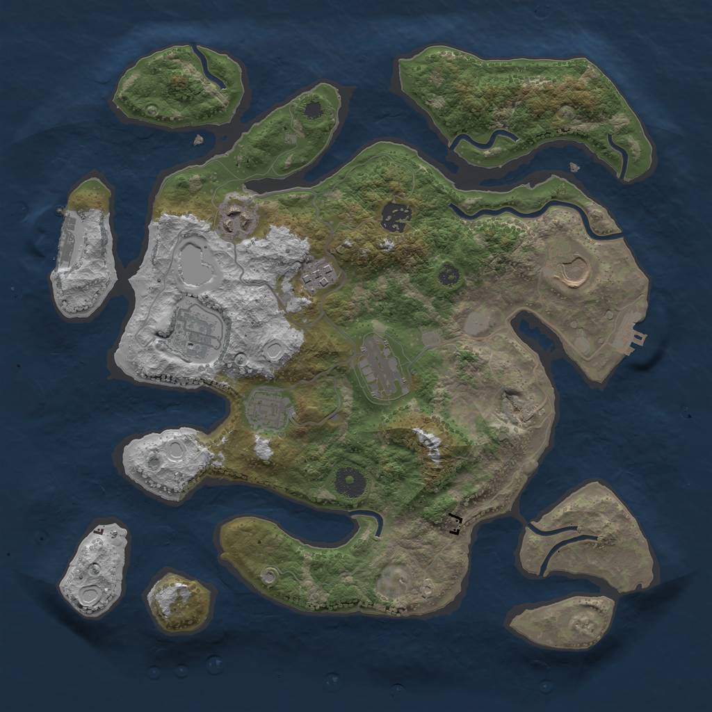 Rust Map: Procedural Map, Size: 3500, Seed: 177306707, 14 Monuments