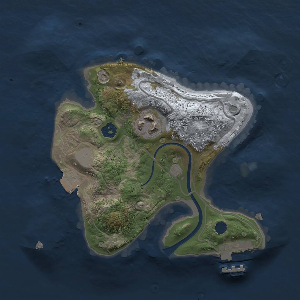 Rust Map: Procedural Map, Size: 2000, Seed: 42909, 3 Monuments