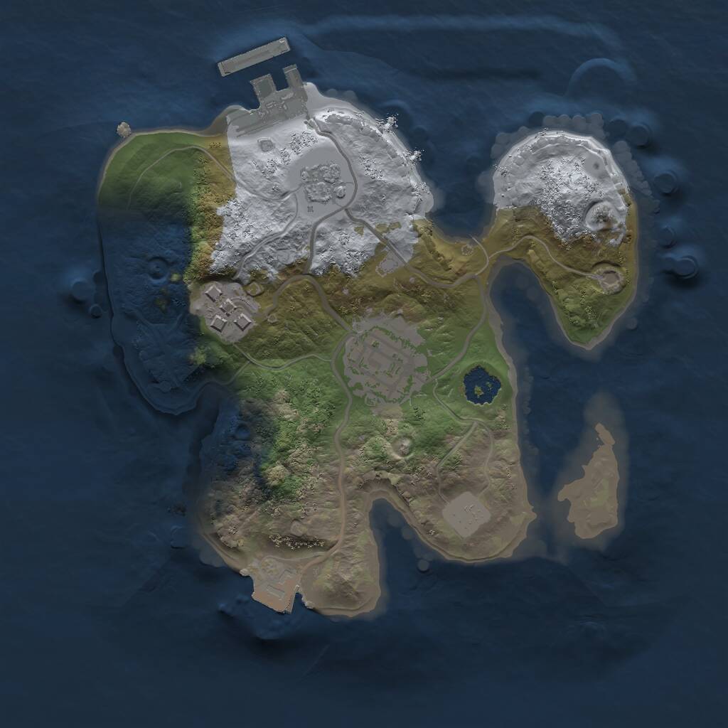 Rust Map: Procedural Map, Size: 2000, Seed: 32909, 5 Monuments