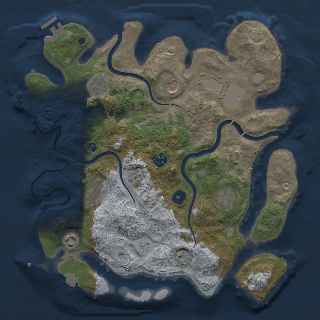 Rust Map: Procedural Map, Size: 3500, Seed: 837, 14 Monuments