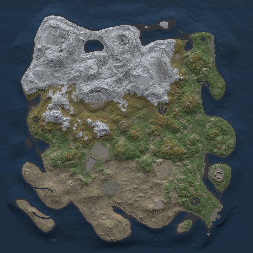 Rust Map: Procedural Map, Size: 4000, Seed: 25498, 16 Monuments