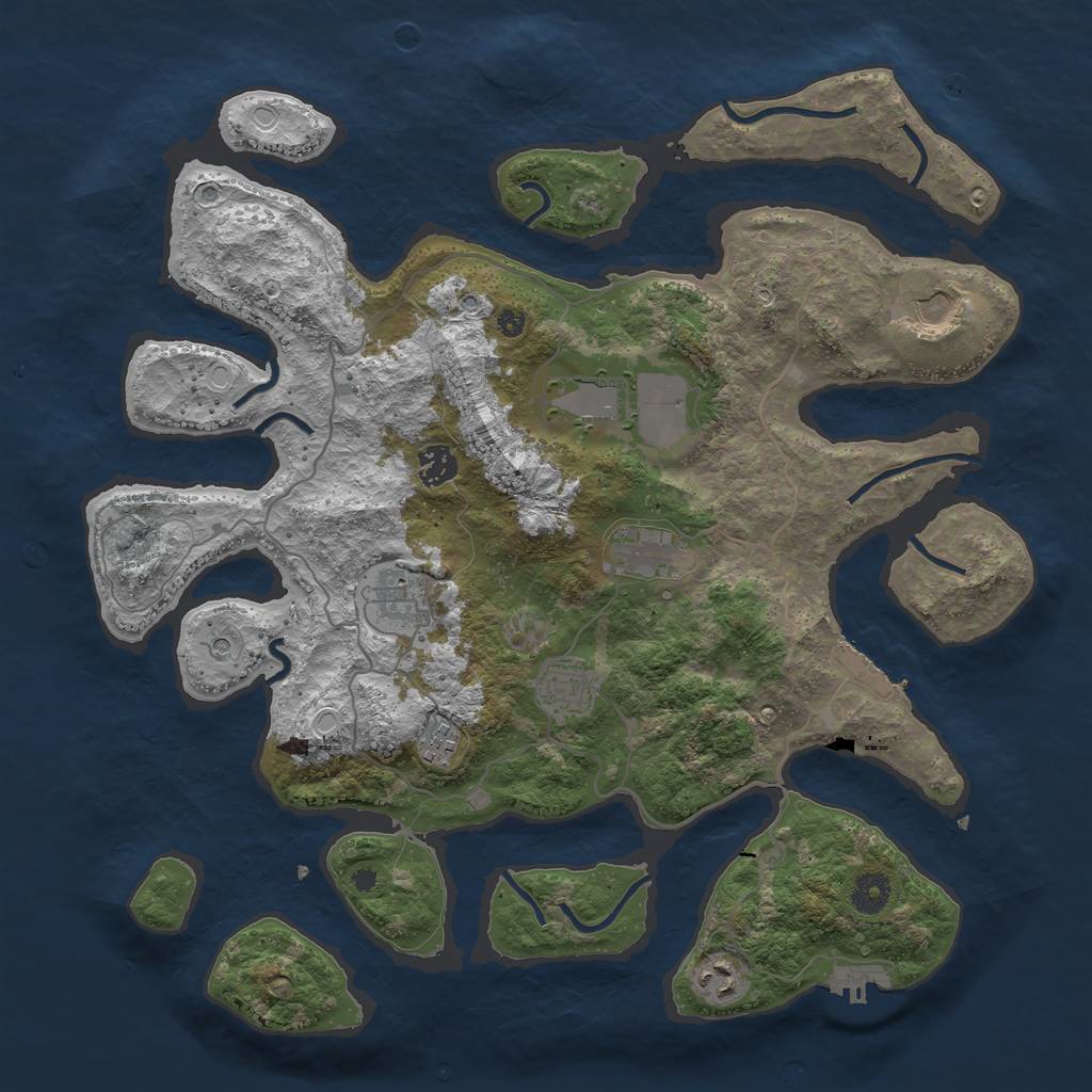 Rust Map: Procedural Map, Size: 4000, Seed: 1588226046, 16 Monuments