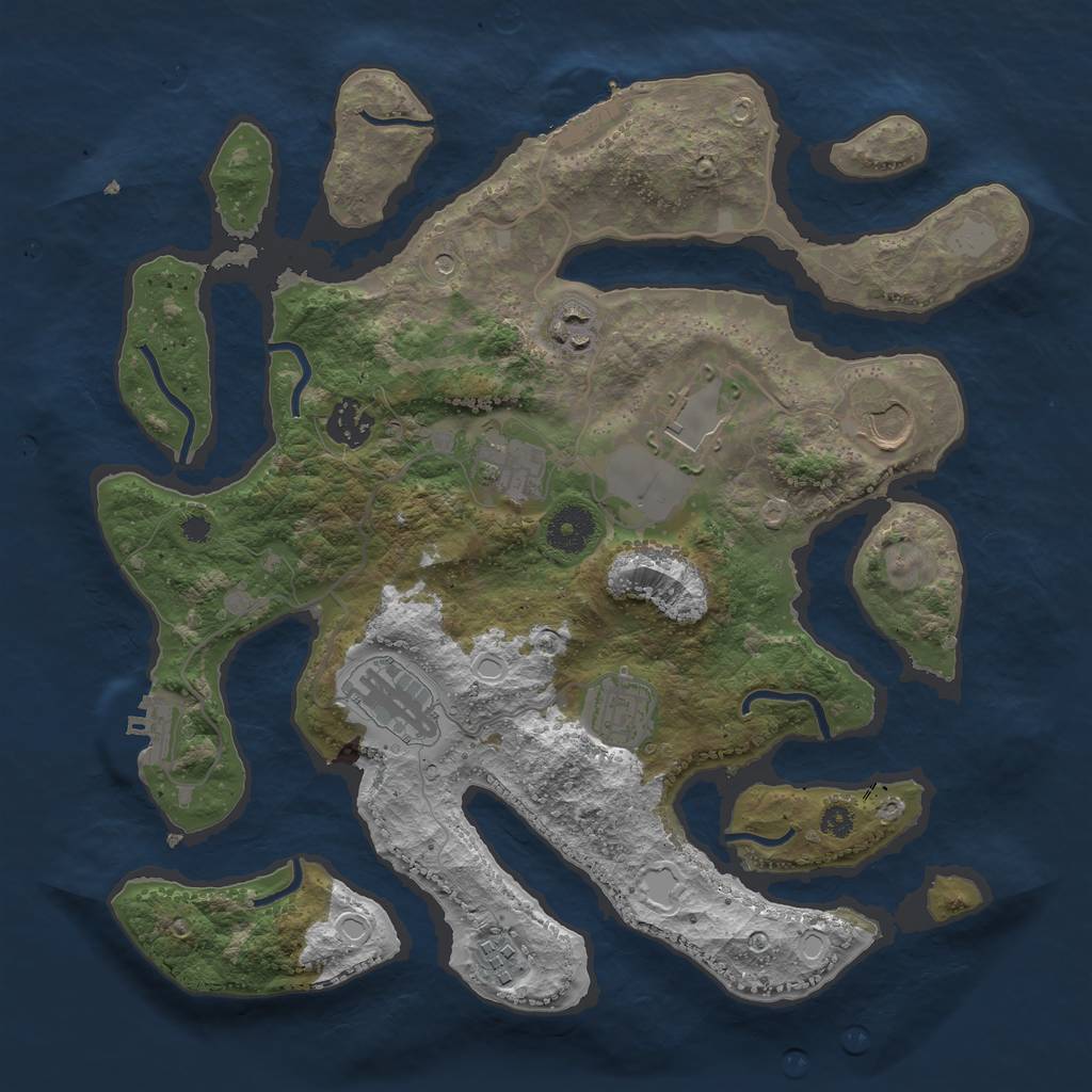 Rust Map: Procedural Map, Size: 3500, Seed: 159236, 16 Monuments