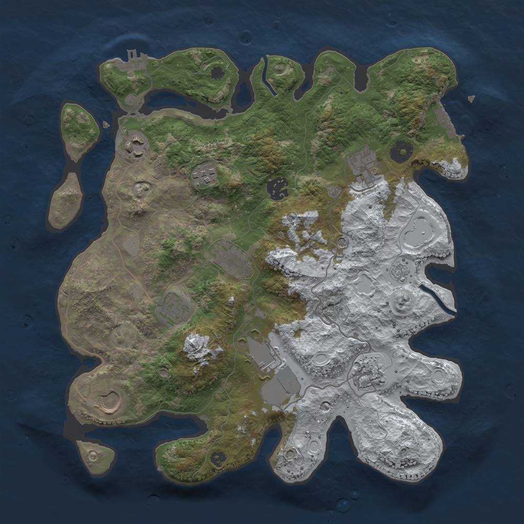 Rust Map: Procedural Map, Size: 3500, Seed: 86641, 18 Monuments
