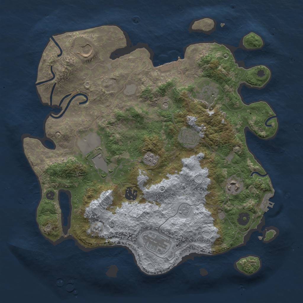 Rust Map: Procedural Map, Size: 3500, Seed: 34567, 15 Monuments