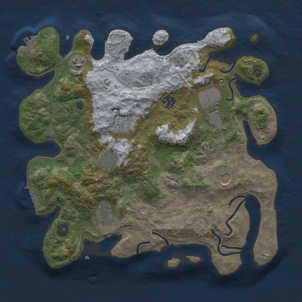 Rust Map: Procedural Map, Size: 3500, Seed: 112307838, 17 Monuments