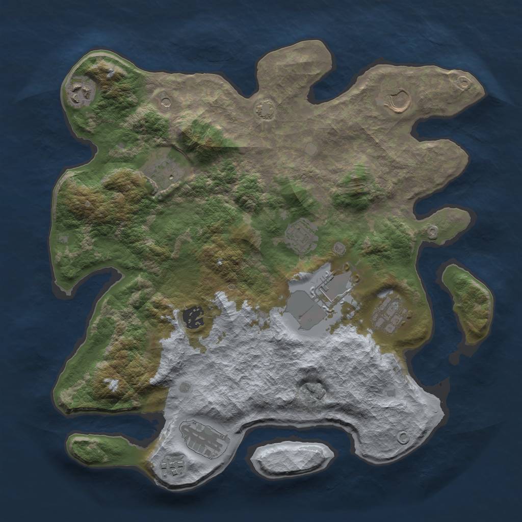 Rust Map: Barren, Size: 3500, Seed: 11142523, 13 Monuments