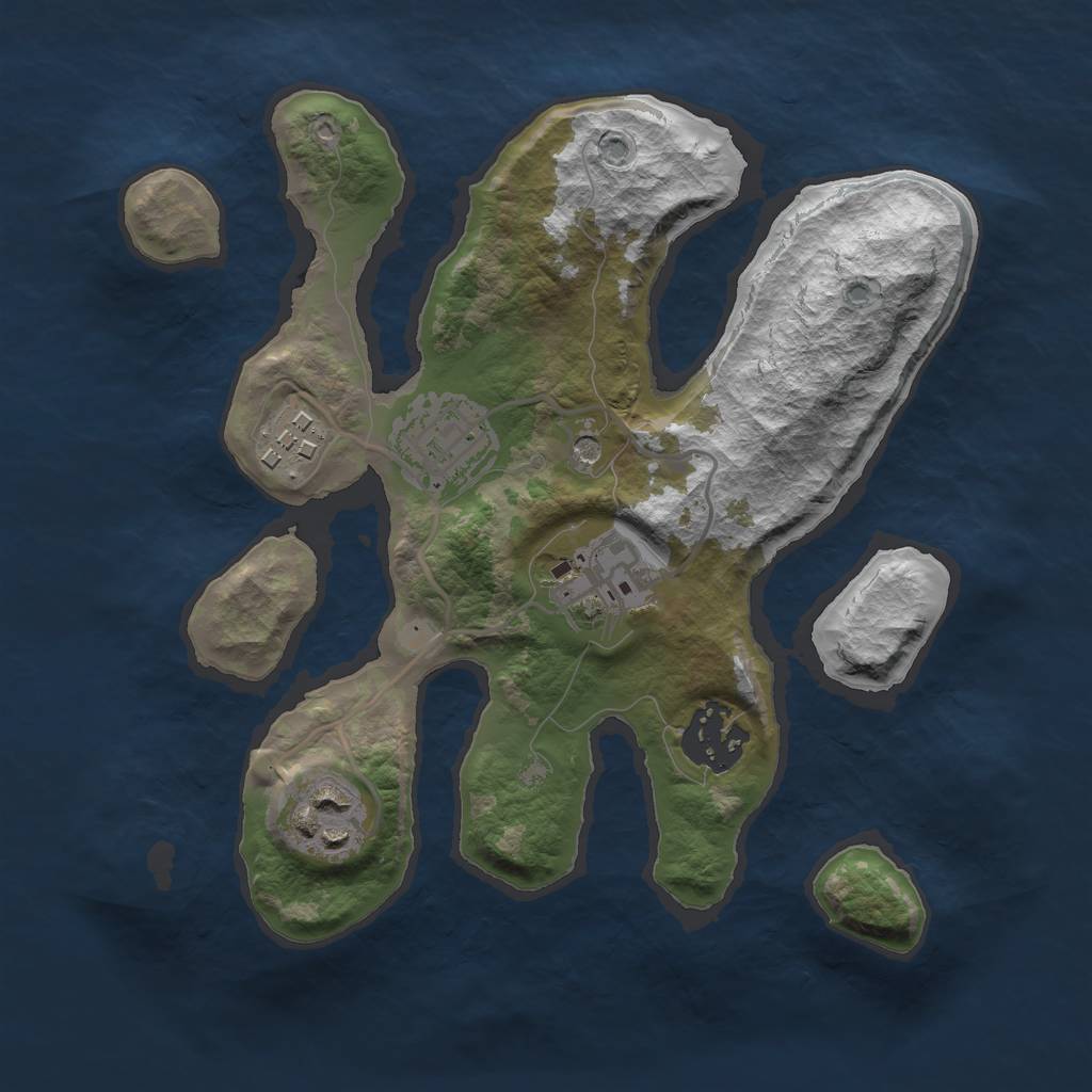 Rust Map: Barren, Size: 2500, Seed: 192, 8 Monuments