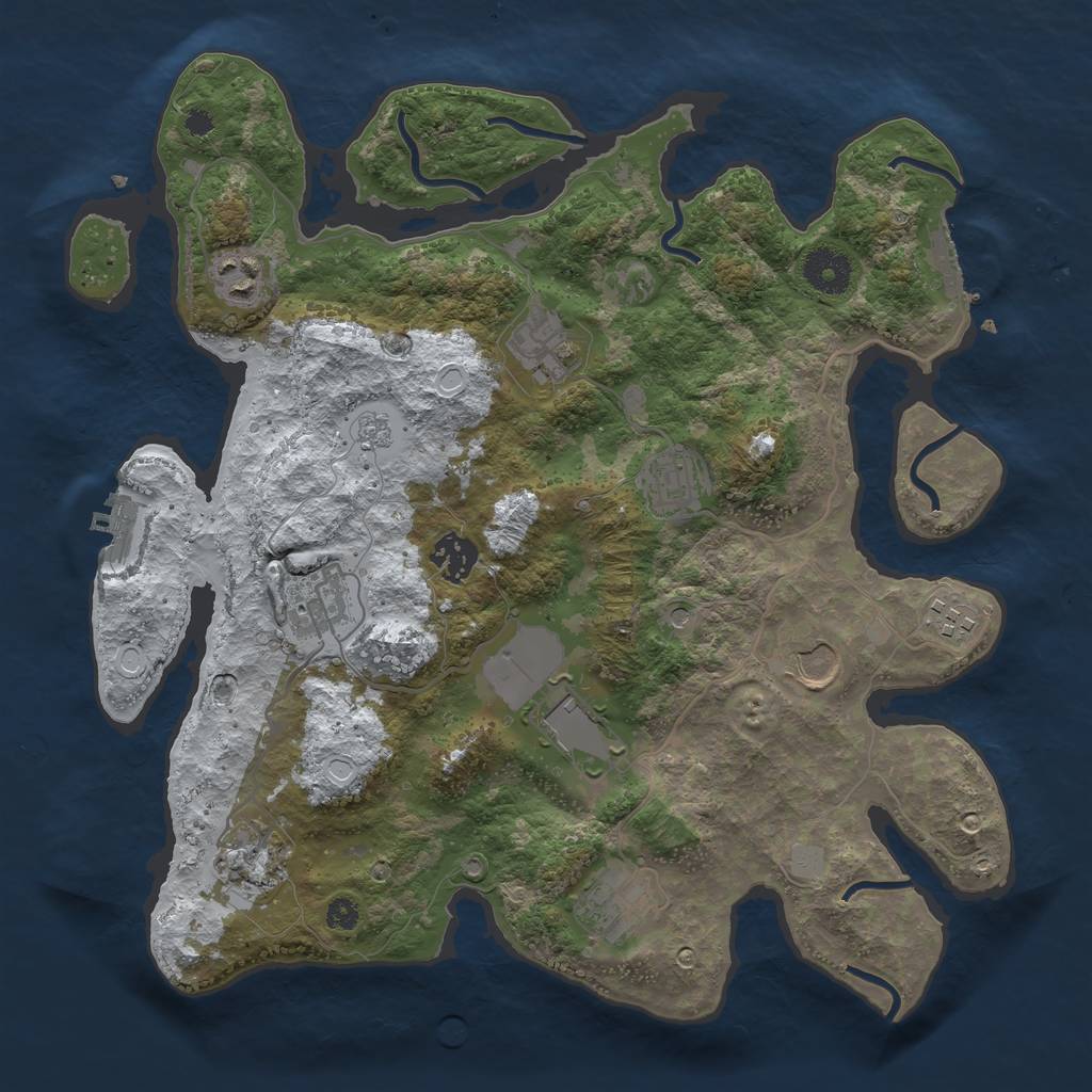 Rust Map: Procedural Map, Size: 3500, Seed: 226833356, 19 Monuments
